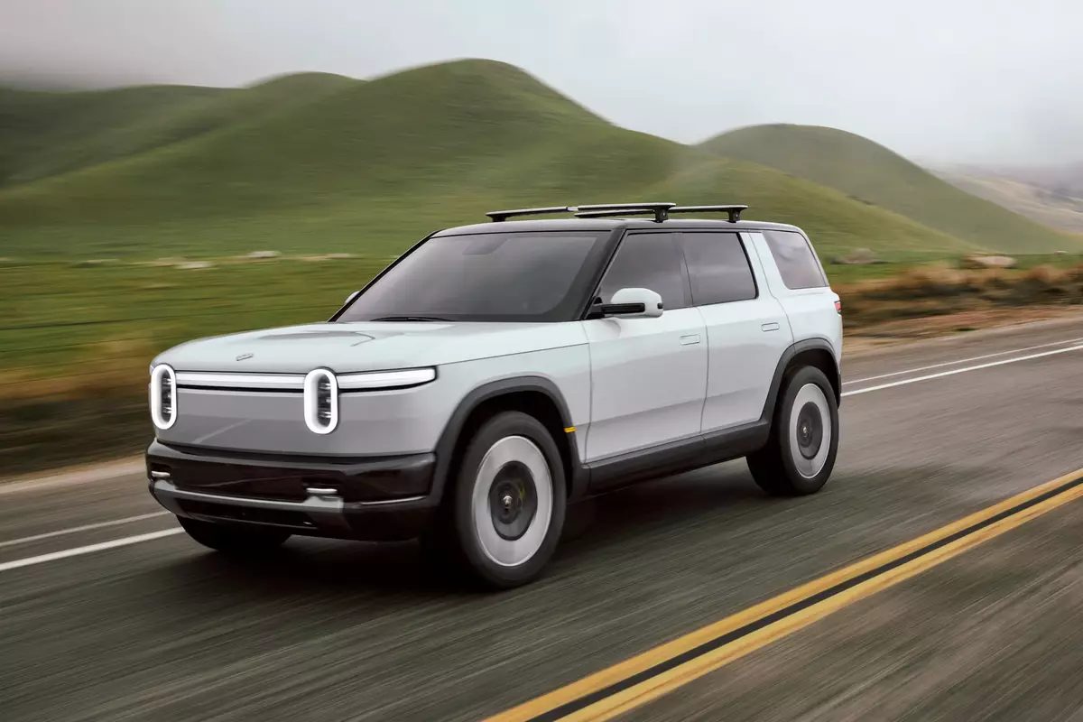 Rivian displays the R2 and R3 electric automobiles
